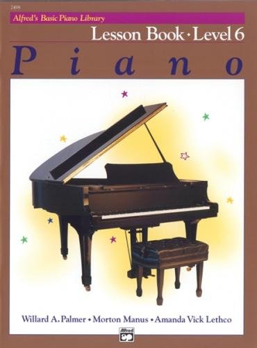 Cover of Alfred's Basic Piano Library Lesson Book Level 6 featuring a grand piano.