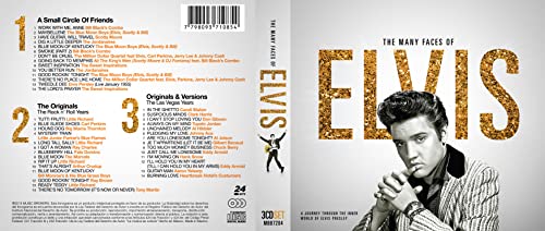 CD case for “Many Faces of Elvis” featuring a young Elvis portrait.