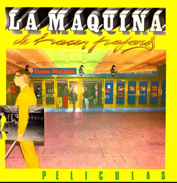 Vinyl record cover for āLa Maquina de Hacer Pajarosā with a film theater scene.