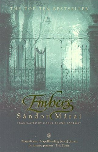 Book cover for "Embers" featuring an ornate, open wrought iron gate.