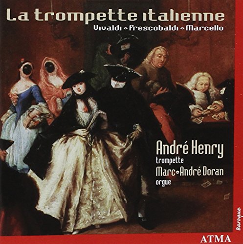 CD cover: Baroque painting of masked figures, text "André Henry - trompette".
