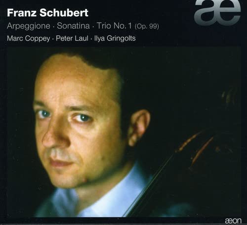 CD cover featuring a portrait of Franz Schubert and a viola.