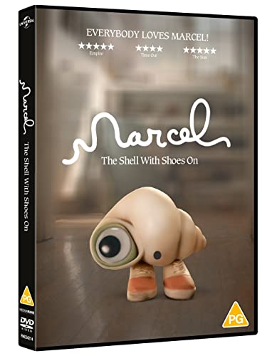 DVD cover for "Marcel The Shell With Shoes On" featuring a small, animated character.