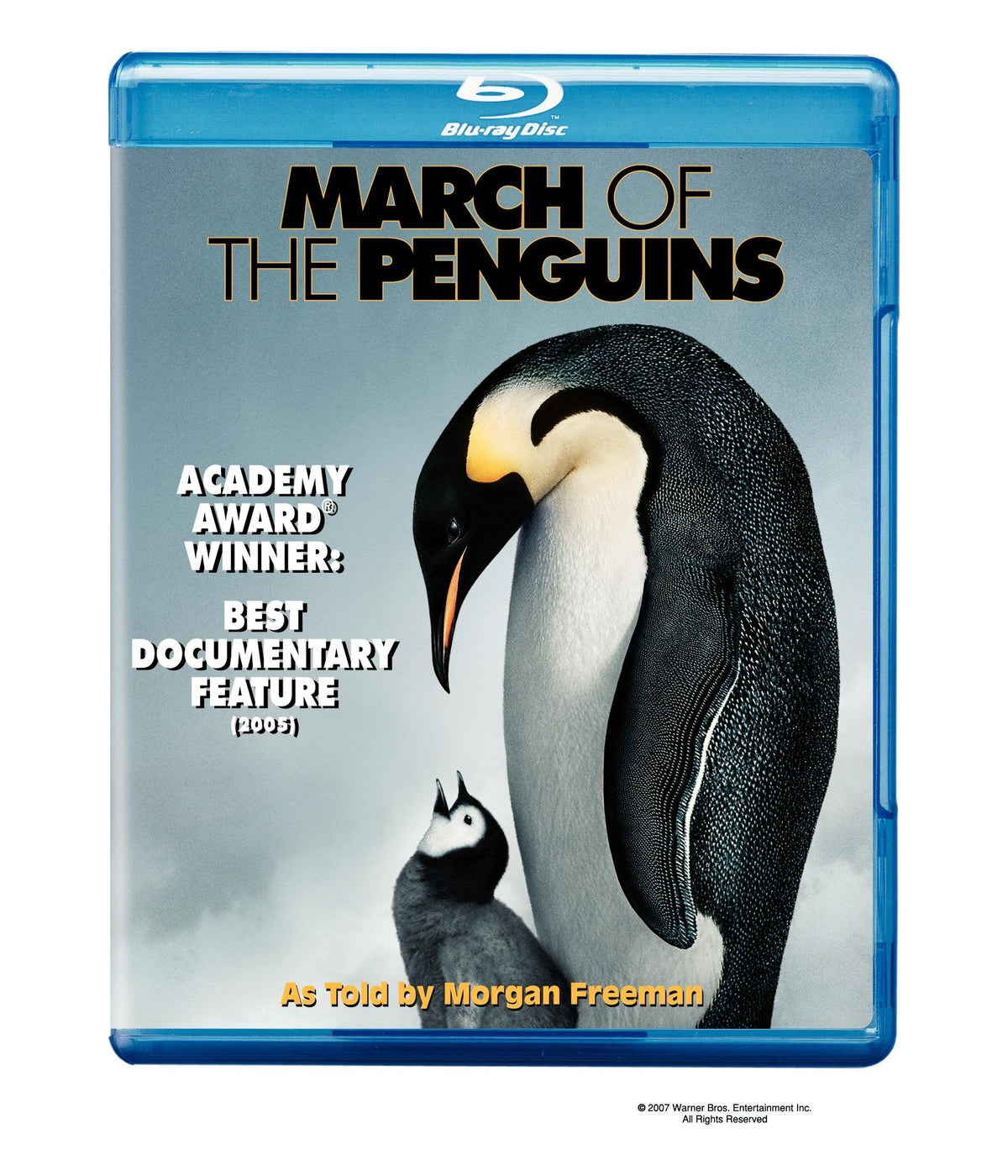“March of the Penguins” Blu-ray cover with a penguin silhouette.
