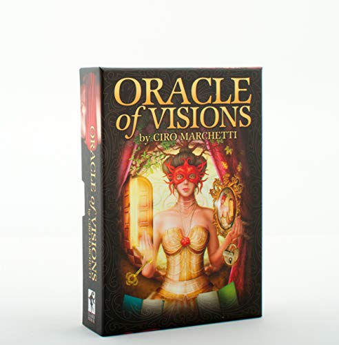 Box for "Oracle of Visions" tarot deck with a masked figure.