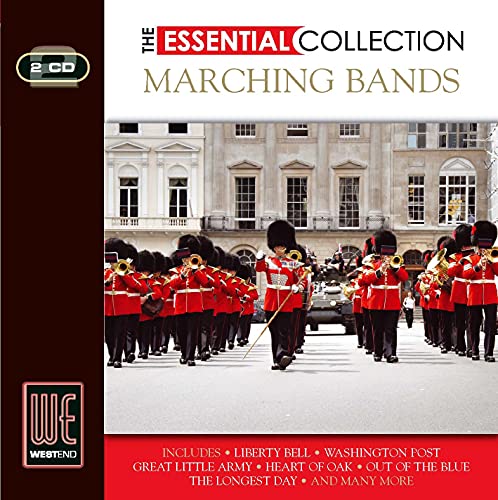 CD cover for "Marching Bands" featuring a military band in red uniforms.