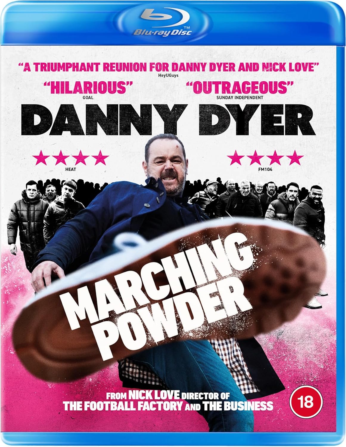 Blu-ray cover for "Marching Powder" featuring Danny Dyer and a pill.
