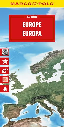 Marco Polo Europe map cover with satellite imagery and a red title box.