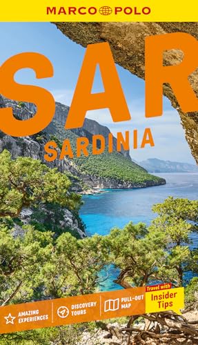 Marco Polo travel guide cover featuring a view of the Sardinian coast and sea.