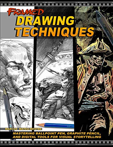 Book cover featuring drawing techniques with pencil, pen, and digital art.