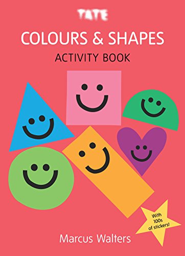 Red book cover with colourful shapes, each featuring a smiling face.