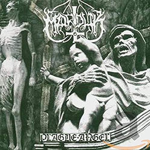 CD cover for Marduk’s “Plague Angel” featuring dark, grotesque imagery.