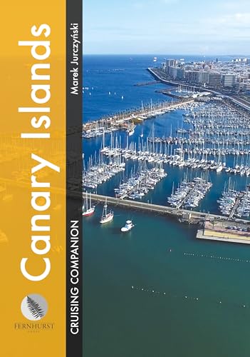 Book cover: Canary Islands cruising guide with marina aerial view.