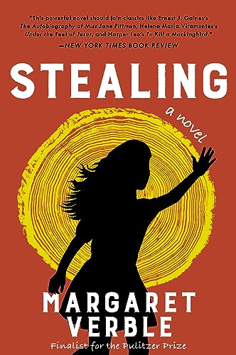 Book cover: “Stealing” by Margaret Verble, silhouette of a woman reaching.
