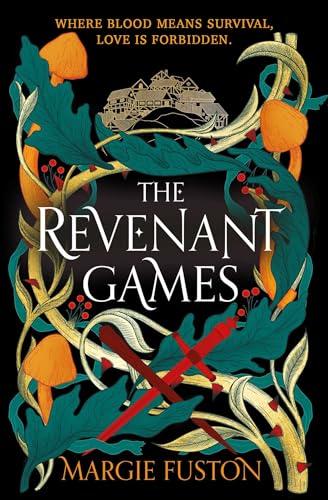 Book cover for "The Revenant Games" with floral design and crossed swords.