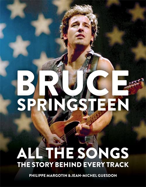 Book cover featuring Bruce Springsteen playing guitar against an American flag.