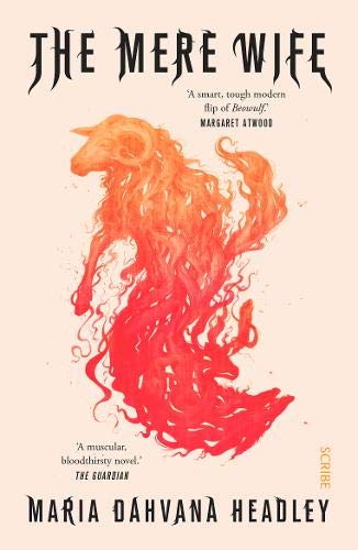 Book cover: "The Mere Wife" with a fiery horse illustration.