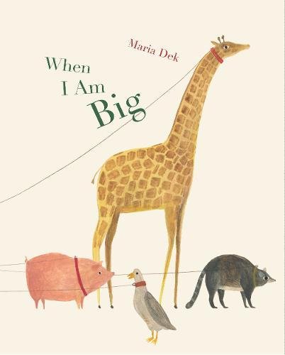 Book cover: giraffe with pig, duck, and raccoon on a wire.