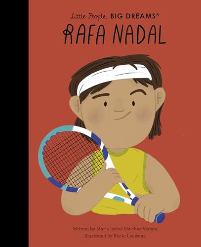 Book cover featuring an illustration of Rafa Nadal wearing a headband and holding a racket.