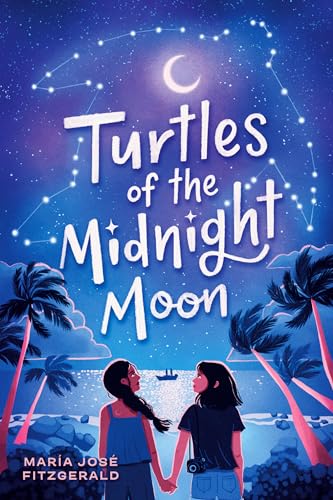 Book cover: two girls holding hands under a starry, crescent moon.