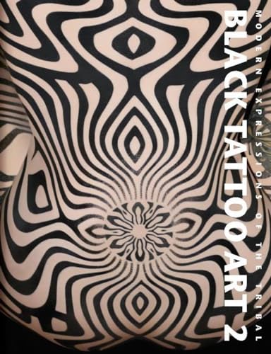 Black and white swirling tattoo design covering a person’s torso.
