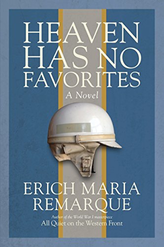 Book cover: “Heaven Has No Favorites” with a military helmet image.