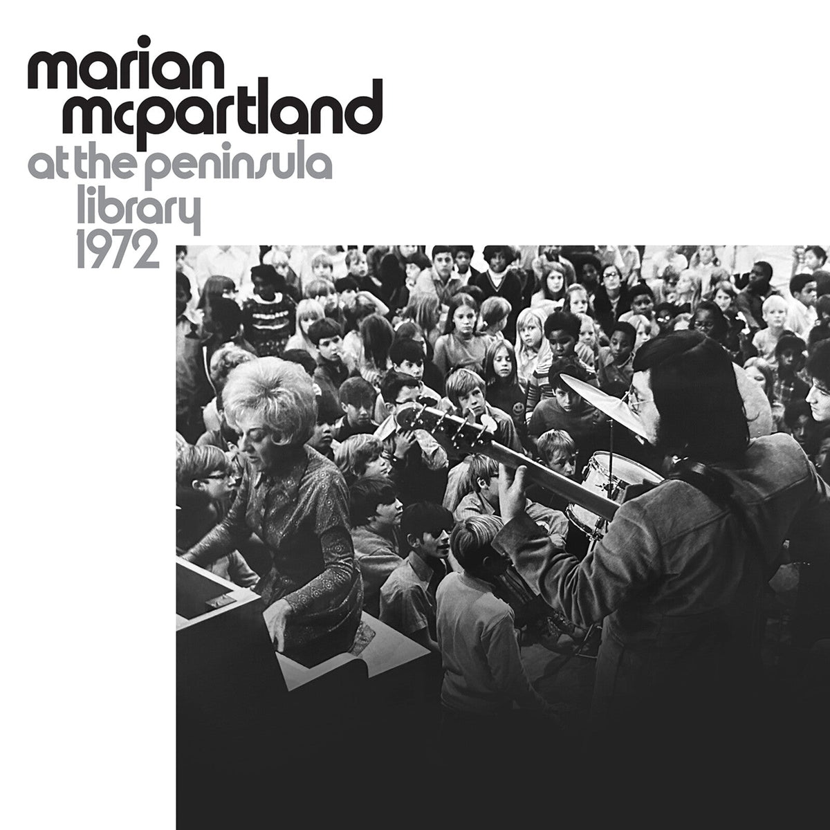 Black and white album cover featuring Marian McPartland with a crowd.