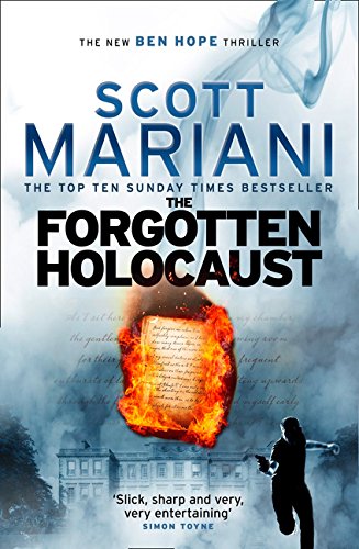 Book cover showing a burning document, a silhouette of a man, and a building.