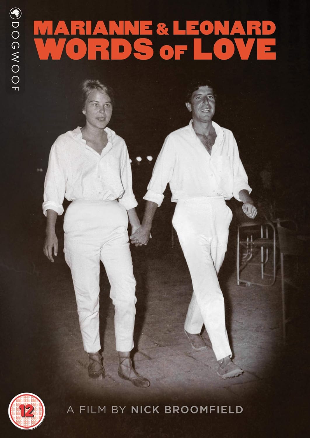 DVD cover with black and white image of couple holding hands, text "Marianne & Leonard Words of Love".