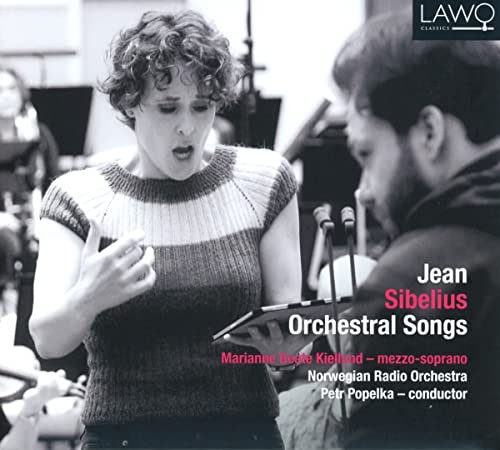 Black and white CD cover featuring a singer and conductor, "Jean Sibelius.