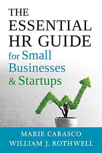 Book cover: "The Essential HR Guide" with a plant graphic.