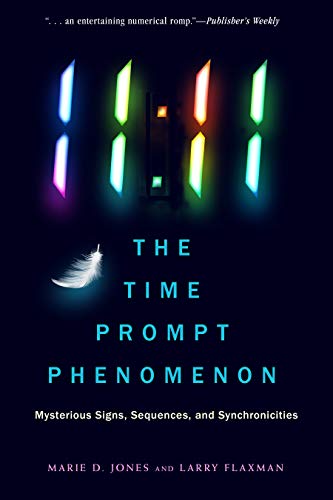 Book cover with glowing 11:11 digital clock, feather, and dark blue background.