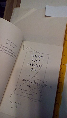 Open poetry book, “What the Living Do” by Marie Howe, signed copy.