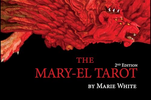 Red, textured lion head with “The Mary-El Tarot” title below.