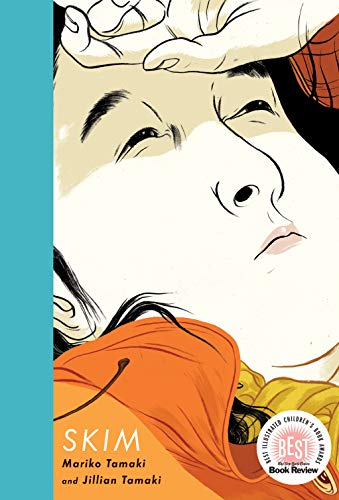 Book cover: "Skim" by Mariko Tamaki, featuring a close-up illustration of a girl.