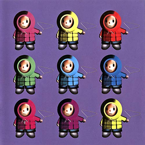 Album cover: nine hooded figures in different colors holding wire hangers.