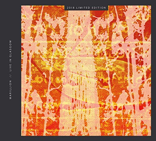The image depicts a CD cover for "Marillion - Live In Glasgow" with an abstract orange and yellow design.