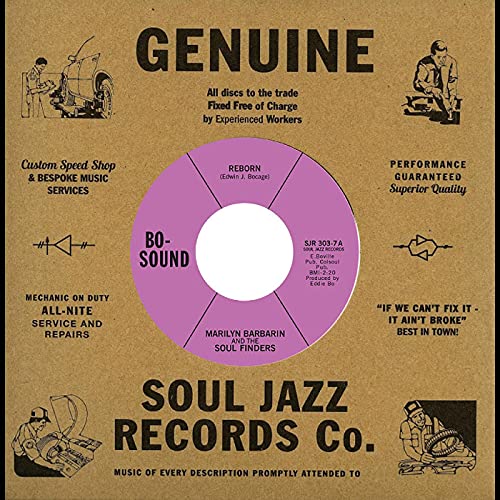 7-inch vinyl record label for Marilyn Barbarin & The Soul Fi, purple center.