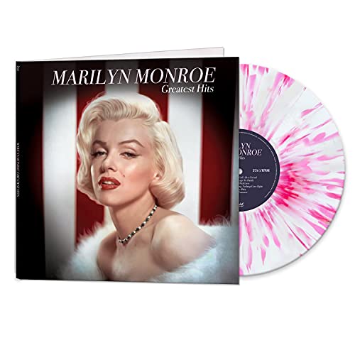 Marilyn Monroe “Greatest Hits” vinyl record with pink and white swirl disc.
