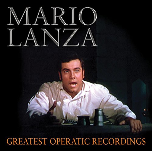 Mario Lanza singing in a white shirt against a dark background on CD cover.