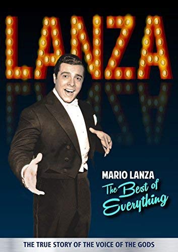 Mario Lanza in a tuxedo on DVD cover with bright marquee lights.