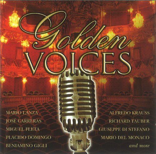 CD cover: "Golden Voices" with a vintage microphone and opera singers’ names.