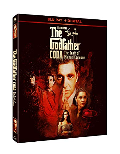 Blu-ray cover for "The Godfather Coda" featuring Al Pacino and Diane Keaton.