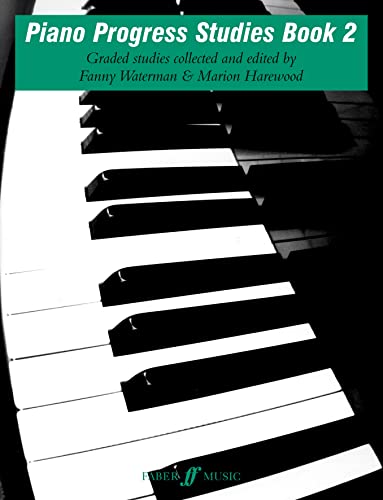 Piano Progress Studies Book 2 cover with piano keys background.