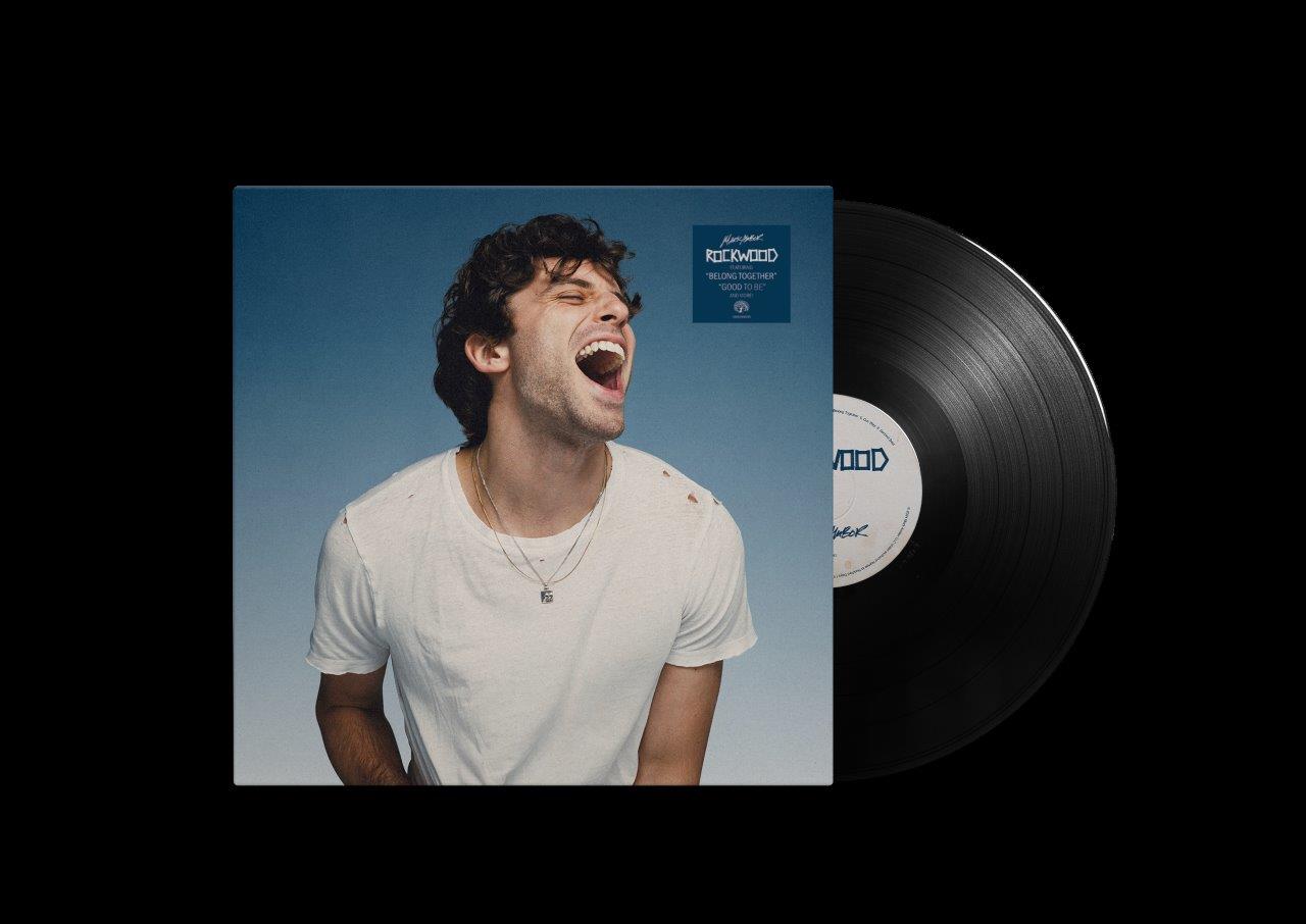 Mark Ambor’s “Rockwood” vinyl record with a portrait of a man.