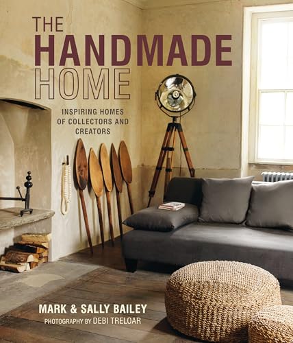 Book cover showing a rustic living room with a sofa, tripod lamp, and wooden spoons.