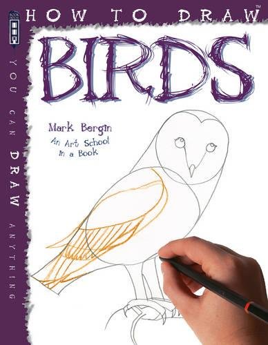 Book cover: "How to Draw Birds" featuring an owl and drawing hand.