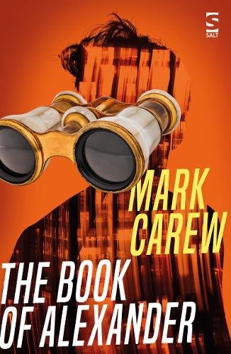 Book cover: binoculars over a blurred portrait, title “The Book of Alexander”.