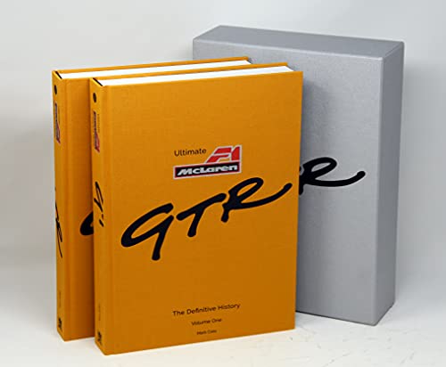 Two-volume orange and grey book set about the McLaren F1 GTR.