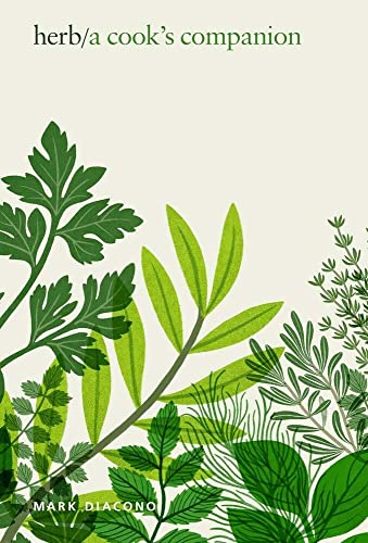 Book cover with illustrated green herbs and white background.